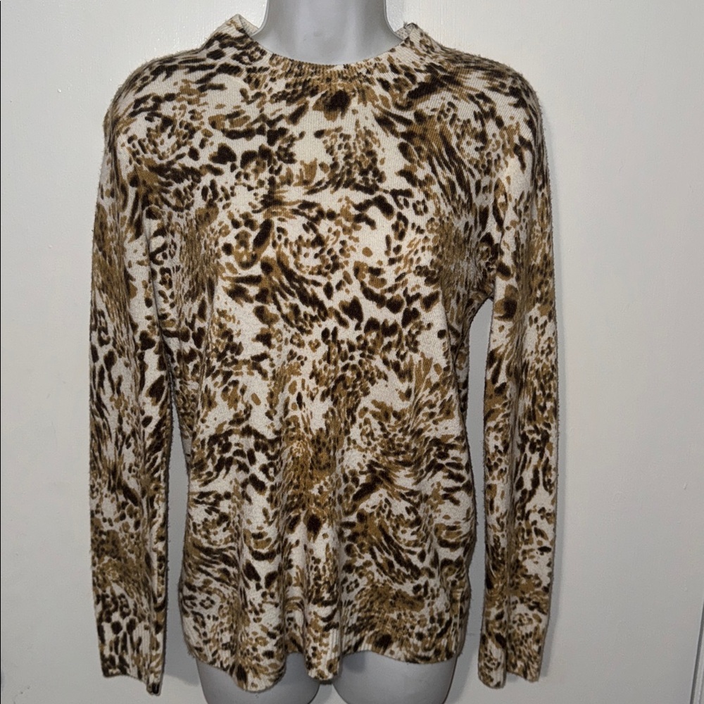 Kim Rogers Sweater animal print jacquard knit pullover style